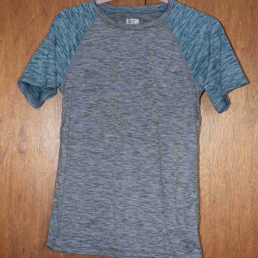 32 Degrees Cool Athletic T-Shirt Womens Size L (fits like x-small), Teal & Gray
